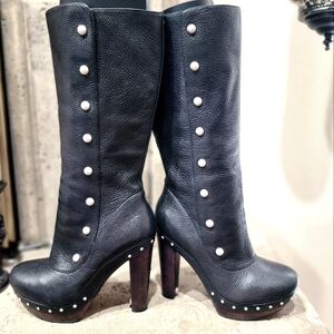 UGG Cosima Leather Studded Accent Mid-Calf Boots Size 9